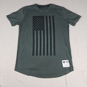 Under Armour Project Rock Freedom T-shirt Men's M Green Loose Fit Short Sleeve